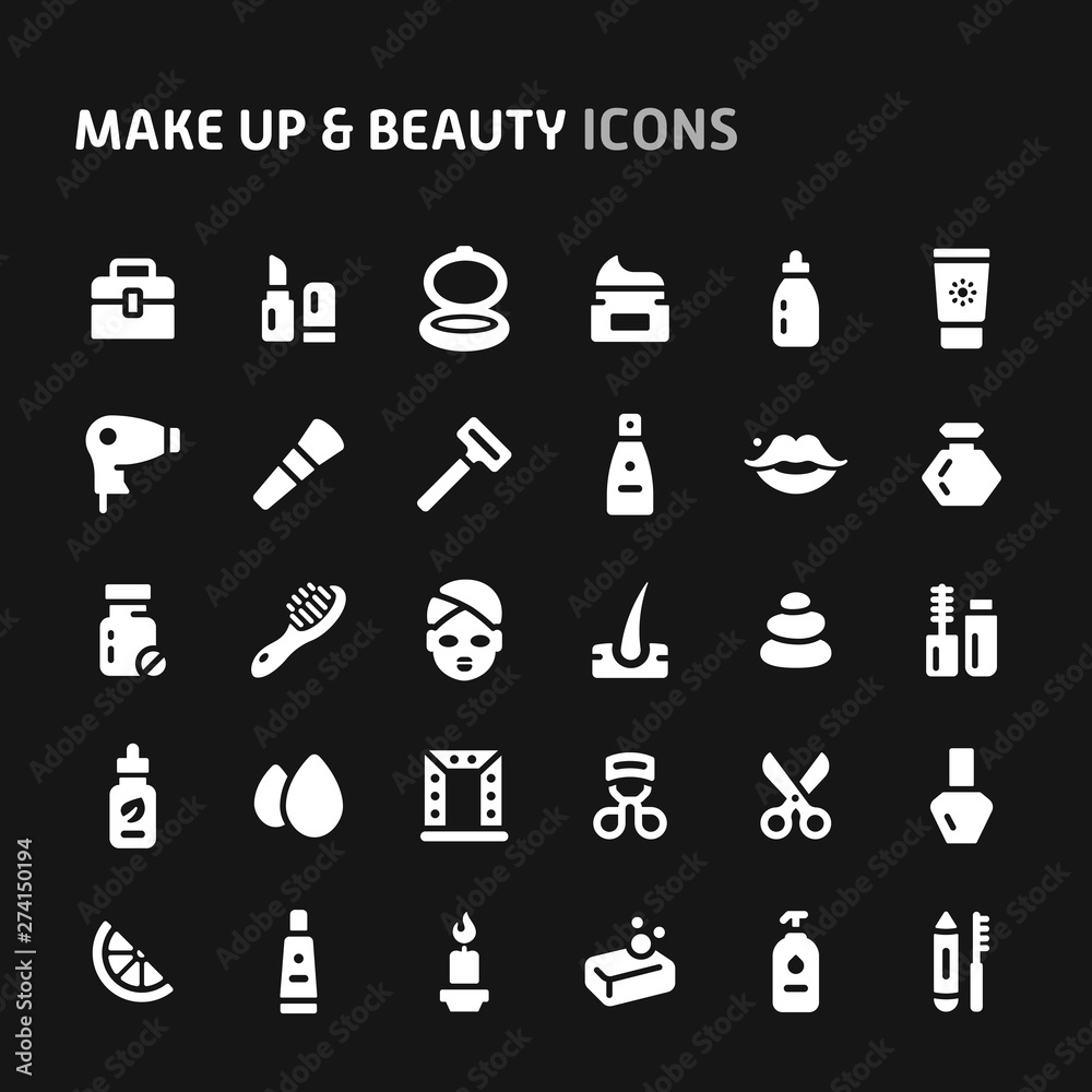Make up & Beauty Vector Icon Set.