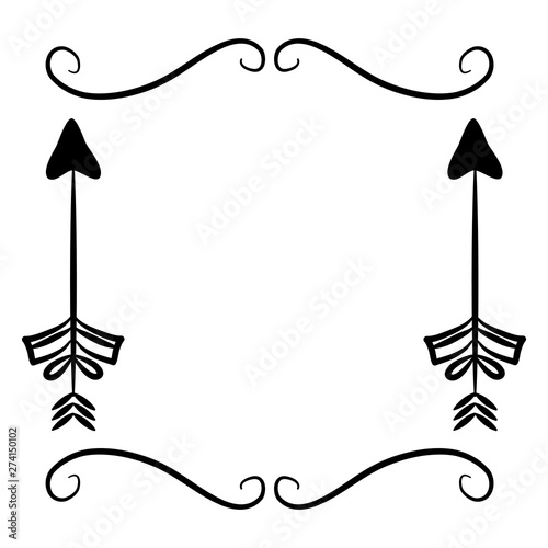 square frame with indian arrows boho style