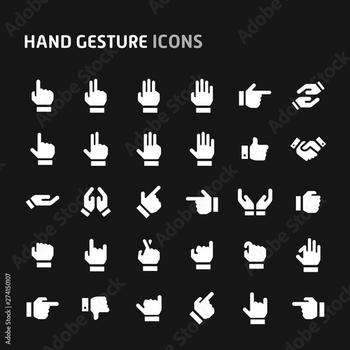Hand Gesture Vector Icon Set.