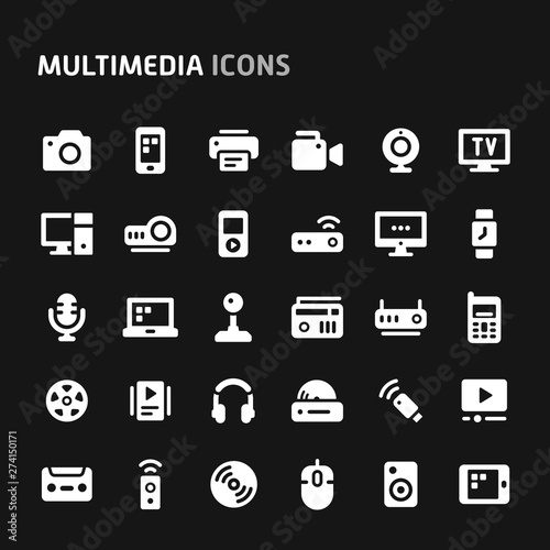 Multimedia Vector Icon Set.