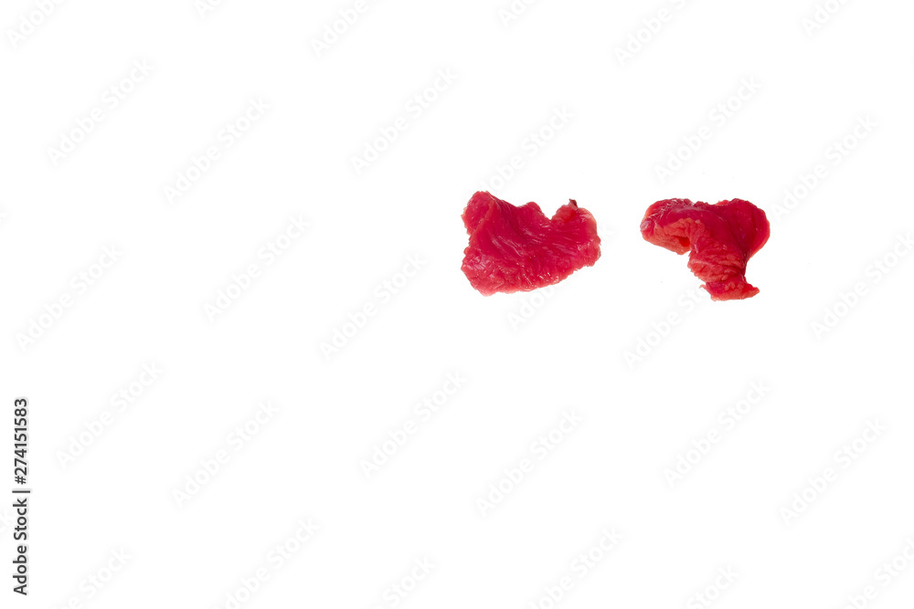 Appetizing red fresh veal, sliced into raw thin beef on cutting board . Appetizing red fresh veal, sliced into raw thin beef on cutting board .