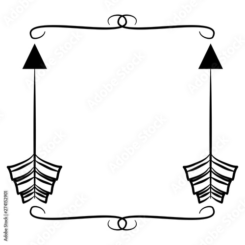 square frame with indian arrows boho style