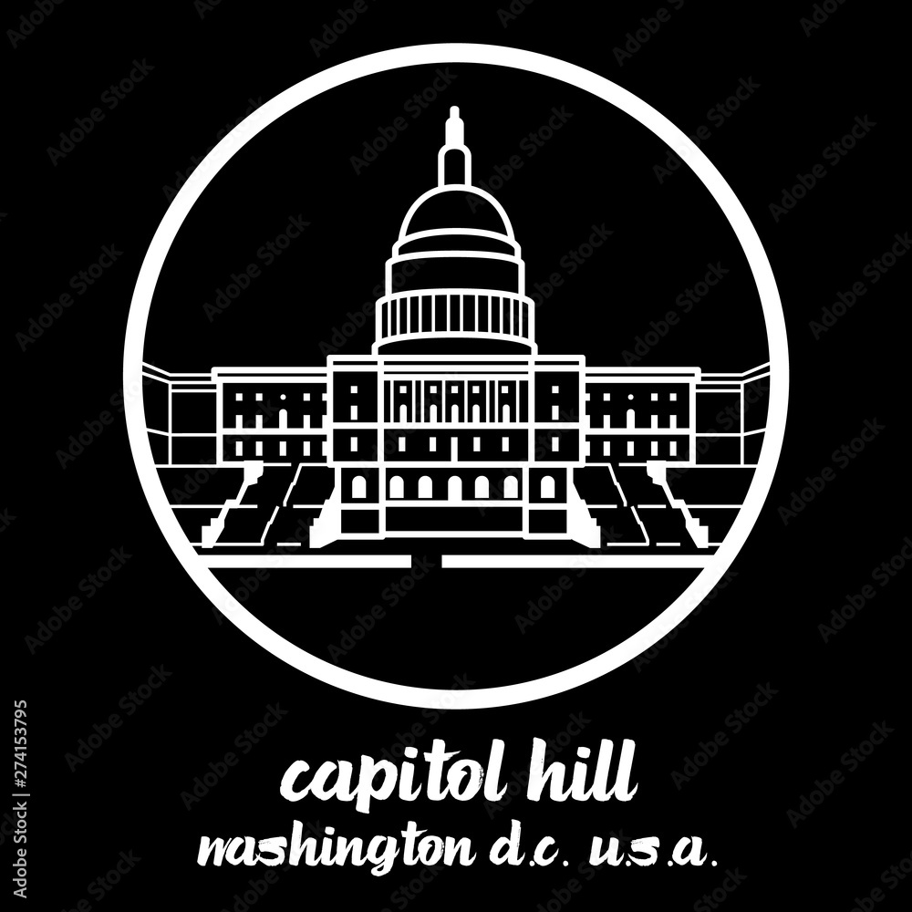Circle Icon Capitol hill. vector illustration