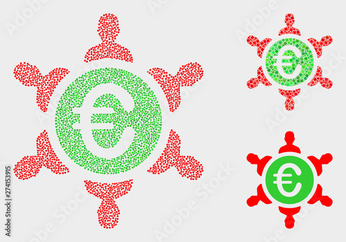 Dotted and mosaic euro people union icons. Vector icon of euro people union combined of scattered circle dots. Other pictogram is created from dots.