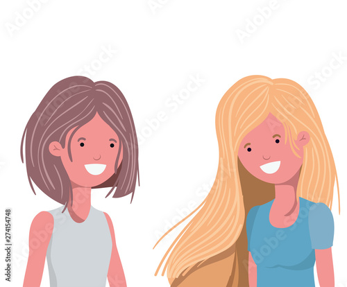 young women in white background avatar character