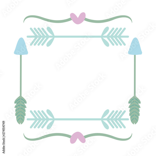 square frame with hearts decorative boho style
