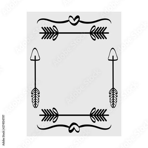 square frame with hearts decorative boho style