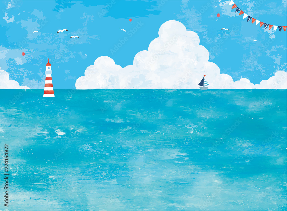 Photography Poster 油彩の海と入道雲の景色 | Wall Art | Abposters.com