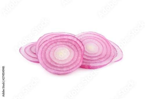 Bilde på lerret sliced fresh shallot on white background