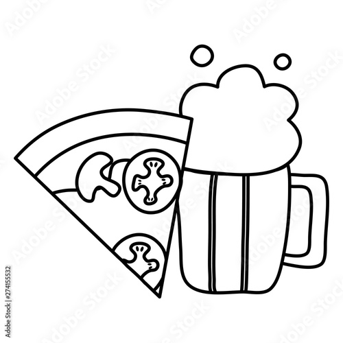 delicious italian pizza with beer jar