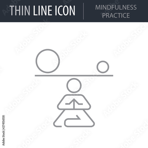 Symbol of Mindfulness Practice Thin line Icon of Conscious Living and Friends Relations. Stroke Pictogram Graphic for Web Design. Quality Outline Vector Symbol Concept. Premium Mono Linear Beautiful