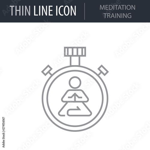 Symbol of Meditation Training Thin line Icon of Conscious Living and Friends Relations. Stroke Pictogram Graphic for Web Design. Quality Outline Vector Symbol Concept. Premium Mono Linear Beautiful