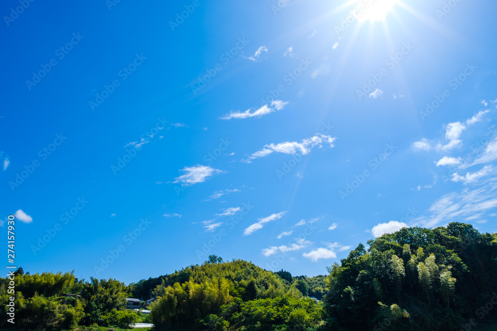 【写真素材】 青空　空　雲　初夏の空　背景　背景素材　6月　コピースペース　