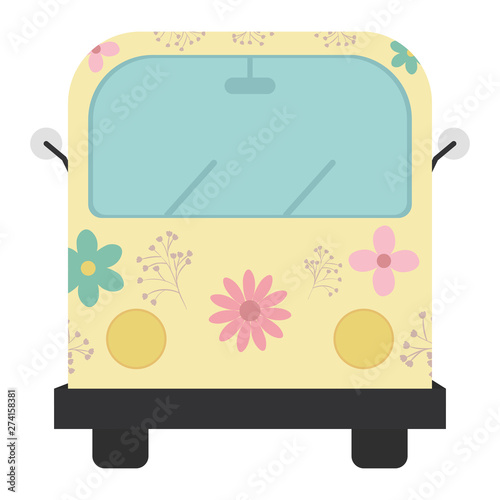 hippie van with floral print icon