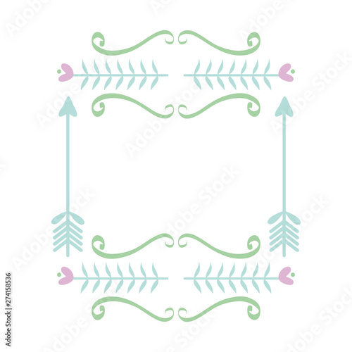 square frame with hearts decorative boho style