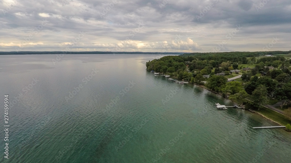 Drone photo of Mission Peninsula Michigan 