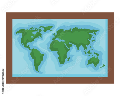 square hanging with world map education icon