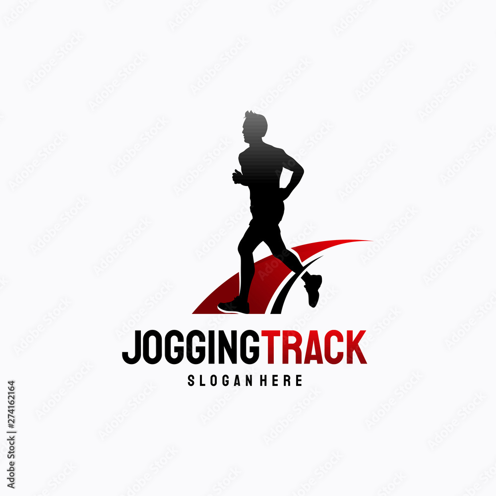 Jogging Track Silhouette logo designs, Man Running logo