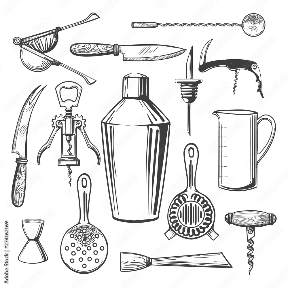 Bar equipment tools Stock Vector Adobe Stock