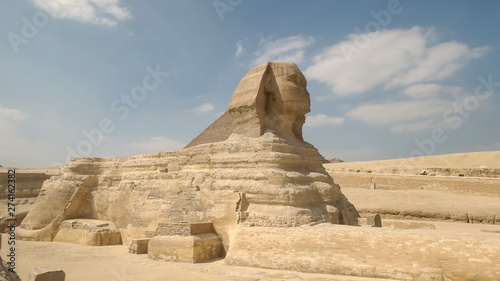 wide shot of the sphinx near cairo, egypt