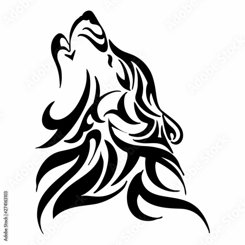 tribal wolf howl head tattoo vector isolate