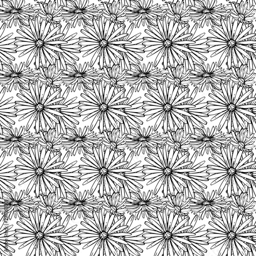 Flower graphic design. Cute seamless vector tile pattern. Retro vintage. line chamomile design.