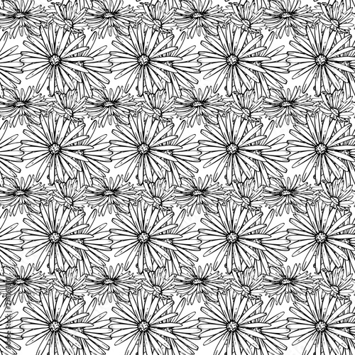Flower graphic design. Cute seamless vector tile pattern. Retro vintage. line chamomile design.
