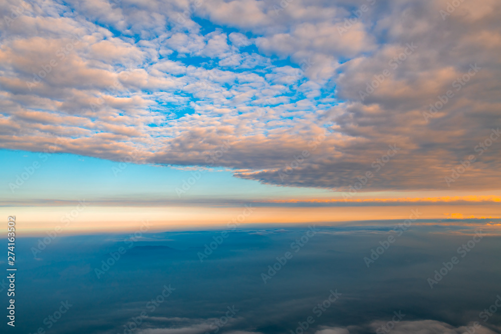 Mountains and seas of clouds at dusk, Emei Mountain, Sichuan Province, China