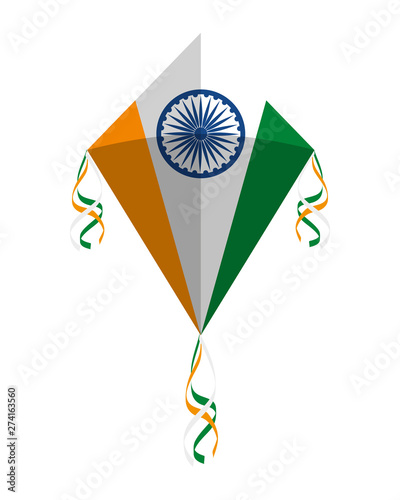 kite flying with indian flag country