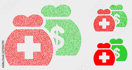 Dotted and mosaic medical funds icons. Vector icon of medical funds designed of scattered circle dots. Other pictogram is designed from square dots.