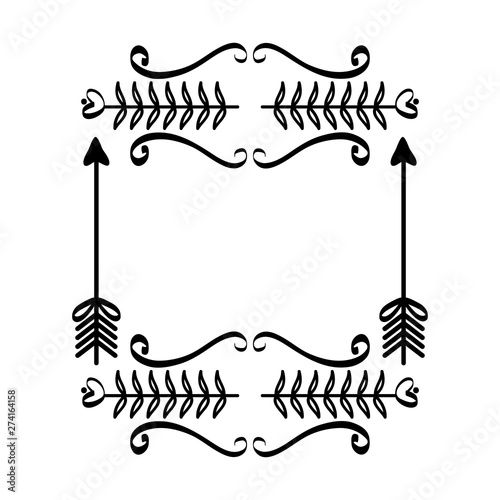 square frame with indian arrows boho style