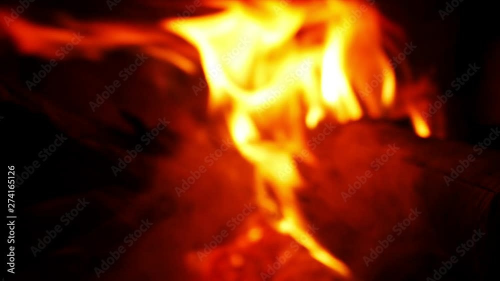 Close up Blur Burning fire in the fireplace, wood burning Close up Blur Burning fire in the fireplace, wood burning
