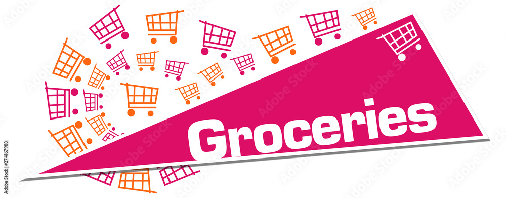 Groceries Pink Orange Shopping Carts Triangle 