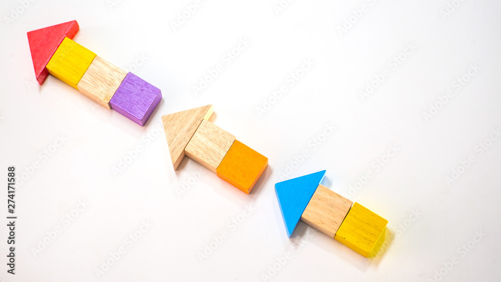 Wooden blocks multi color arranged on a white background(There is a space for text input) Concept Child development toys. Wooden blocks multi color arranged on a white background(There is a space for text input) Concept Child development toys.