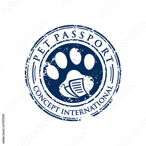 dog foot stamp circle logo design