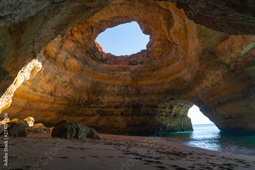 Inside a sea cave.