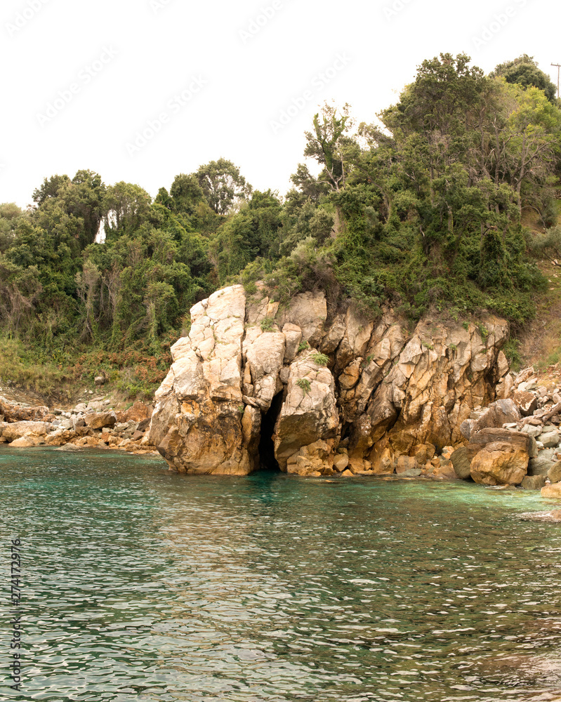 Kayaking in Pilio greece Water and rocks