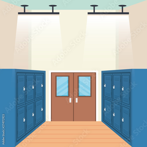 set of lockers in school corridor