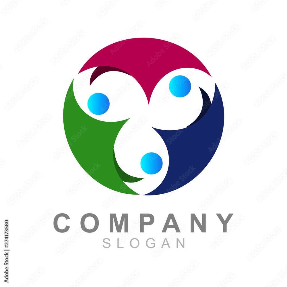 logo of three people who are forming a circle, charity logo vector logo of three people who are forming a circle, charity logo vector