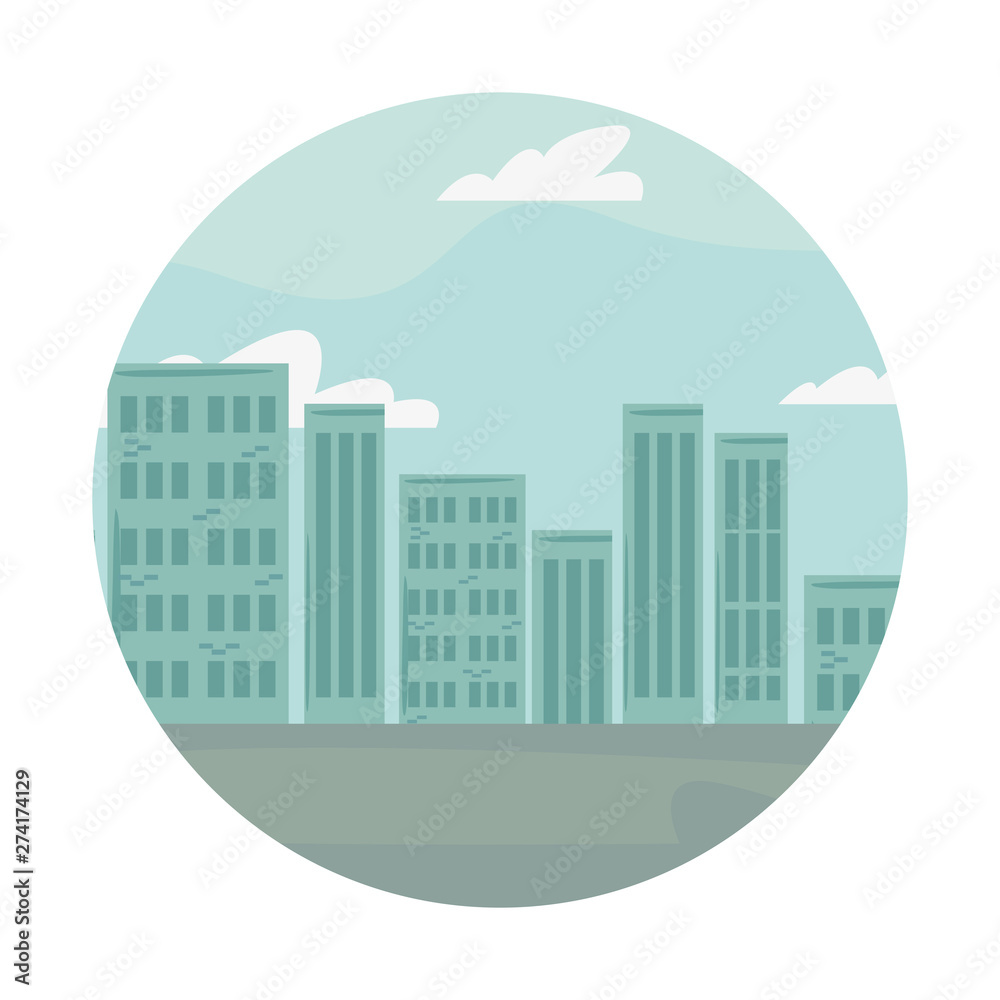 cityscape urban city buildings icon vector ilustration