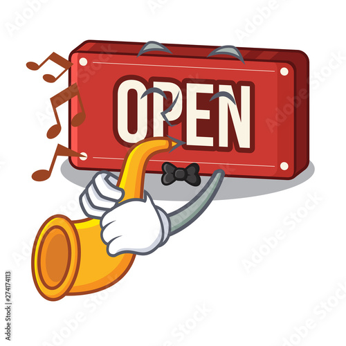 With trumpet open sign on the a charcter