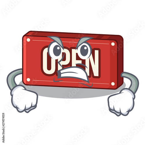 Angry open sign on the a charcter
