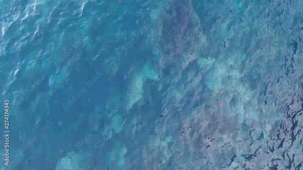 Drone flying over blue turquoise sea Drone flying over blue turquoise sea