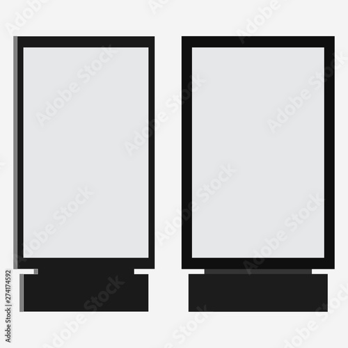 Lightbox or vertical city format billboard. Light box signage in realistic frame design