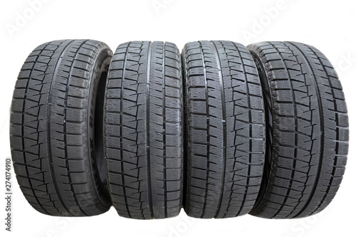four winter tires, close-up, isolate © Vladimir Razgulyaev