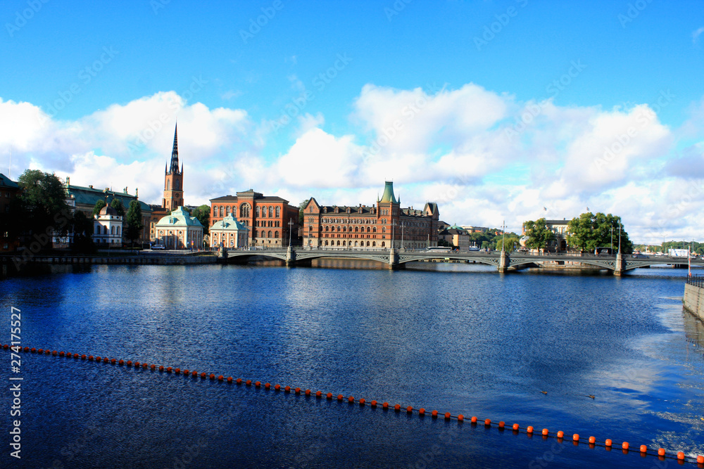 Fototapeta premium Landscape of the Old Town in Stockholm, Sweden