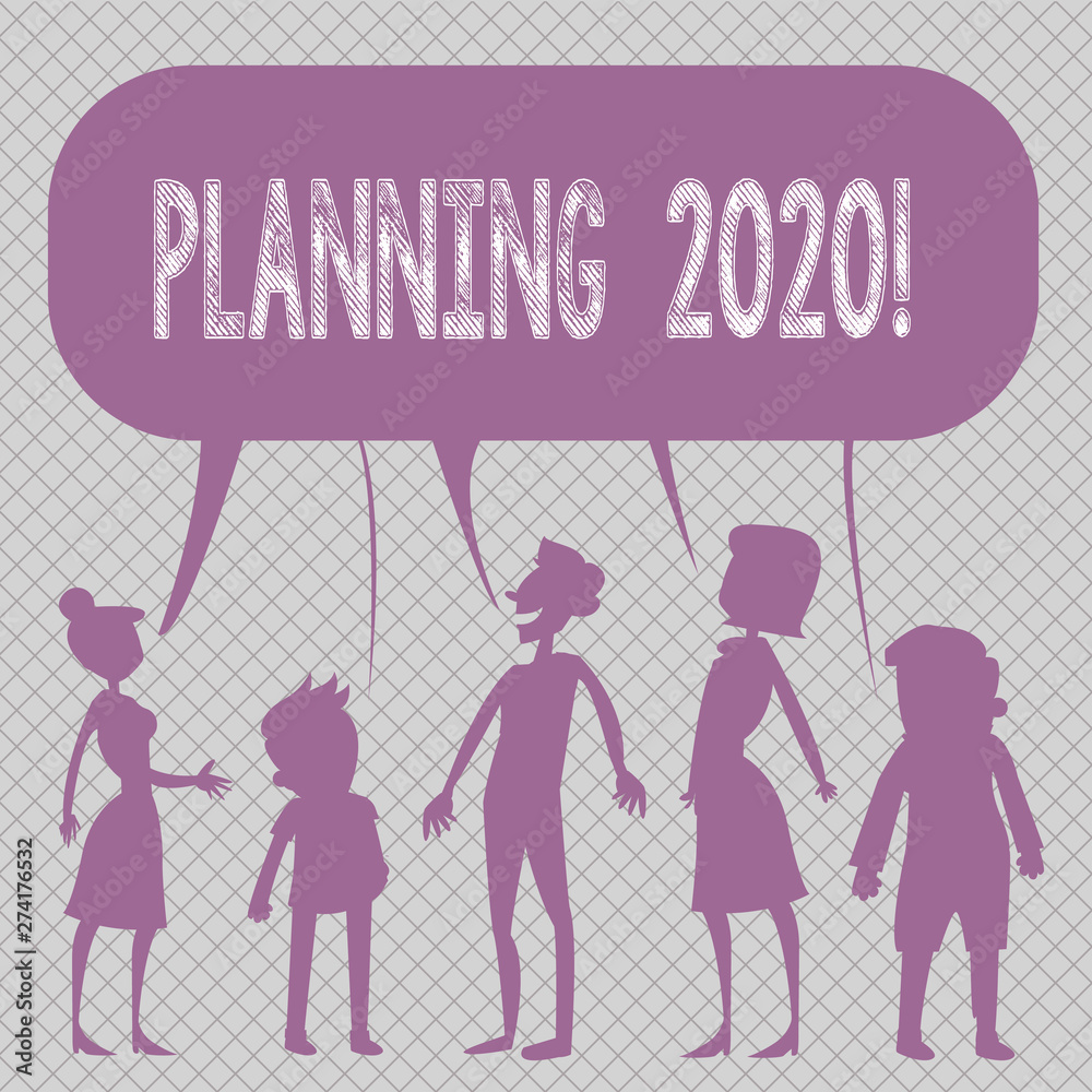 Conceptual hand writing showing Planning 2020. Concept meaning process of making plans for something next year Figure of People Talking and Sharing Colorful Speech Bubble Conceptual hand writing showing Planning 2020. Concept meaning process of making plans for something next year Figure of People Talking and Sharing Colorful Speech Bubble