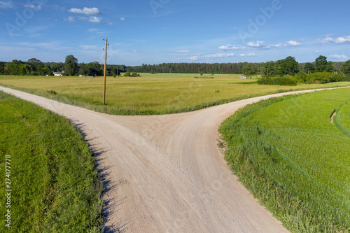 Gravel road in countryside landscape. © Janis Smits
