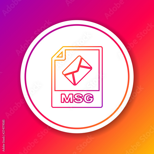Color MSG file document icon. Download msg button line icon isolated on color background. MSG file symbol. Circle white button. Vector Illustration
