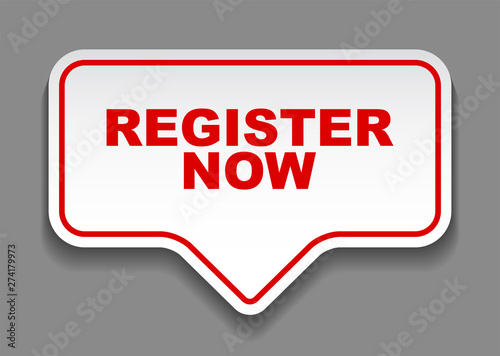 red vector banner register now